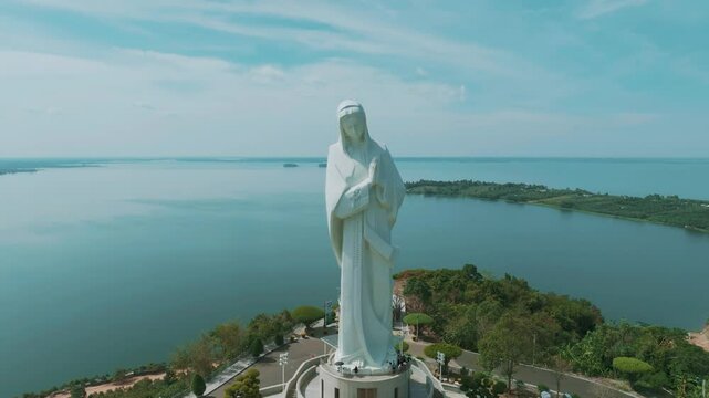 4K Aerial view of Our Lady of Nui Cui, A Pilgrimage in Dong Nai, Vietnam