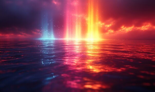 Quantum Physics Double Slit Experiment Wave Particle Duality Illustrated in Surreal Digital Art