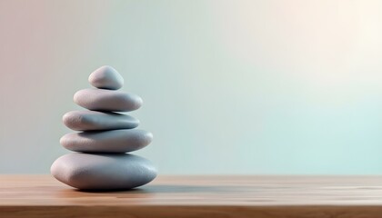 zen, stones, asymmetrical, stack, varied, shapes, artistic, textures, polished, wooden, platform, pastel, colors, gradient, smooth, minimalist, elegant, aesthetic, photorealistic, detail, ultra, 
