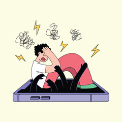 Vector digital detox offline living lifestyle concept illustration