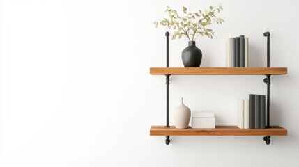 Modern Industrial Style Shelving Unit with Exposed Metal Details