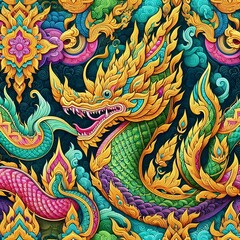 Thai Naga Dragon Art &ndash; Vibrant Mythological Serpent
Colorful Thai Serpent &ndash; Mystical Naga in Traditional Art
"Thai Naga Dragon with Intricate Patterns &ndash; Fantasy Illustration"
