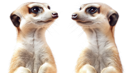 Meerkats Standing Together on a Transparent Background Generative AI