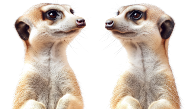Meerkats Standing Together on a Transparent Background Generative AI