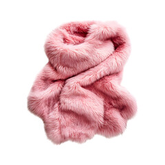 Faux Fur Stole in Soft Pink Isolated on Transparent Background