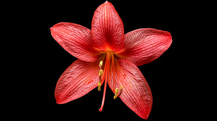 Beautiful red flower isolated on a black background.