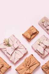Gifts wrapped in cloth for the festive season.