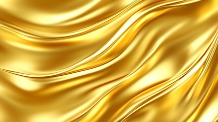 Golden Silk Fabric Draped in Elegant Waves