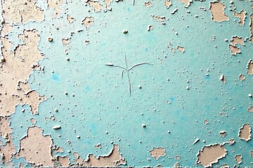 Fototapeta premium A Textured Abstract Depiction of Flaking Paint on a Light Blue Surface with Subtle Scratches