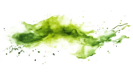 green simple paint brush strokes in watercolor isolated on white and transparent background. Generative AI.
