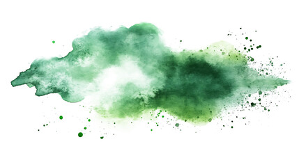 green simple paint brush strokes in watercolor isolated on white and transparent background. Generative AI.