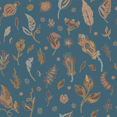 Whimsical leaves seamless pattern