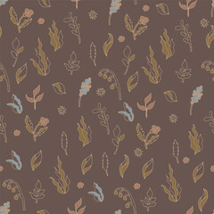 Minimal floral dark background pattern