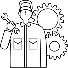 工具を持った製造業の男性