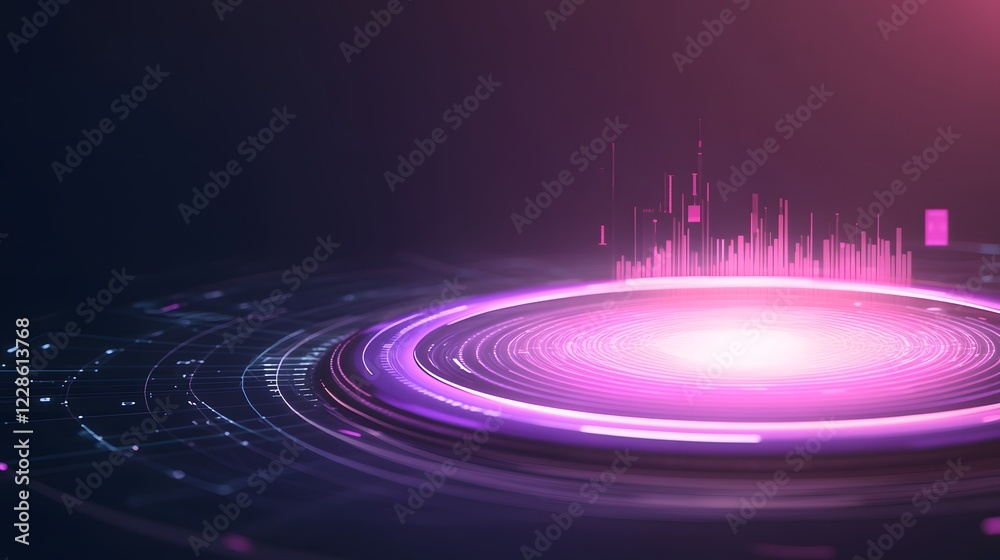 Leinwandbilder a holographic dashboard design set in a circular format, enhanced with futuristic elements and vibra