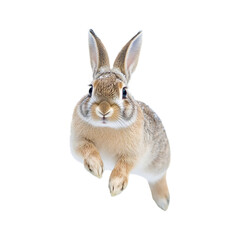 Obraz premium Rabbit Hopping Across a Field of Fresh Snow Isolated on Transparent Background