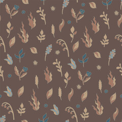 Foliage elements on dark brown