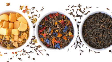Discover Various Types of Tea Leaves in Bowls Generative AI