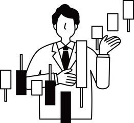株式チャートと男性