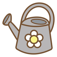 cute kawaii Watering can with flowers outline cartoon doodle illustration