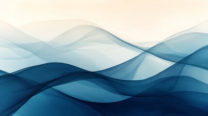 Fototapeta premium Abstract Blue Wave Forms in Gradient Hues