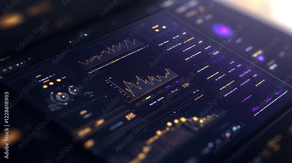 Poster Futuristic digital dashboard design for time tracking, showcasing modern user interface elements.