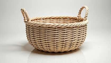 Fototapeta premium Handcrafted Braided Wicker Basket with Handles