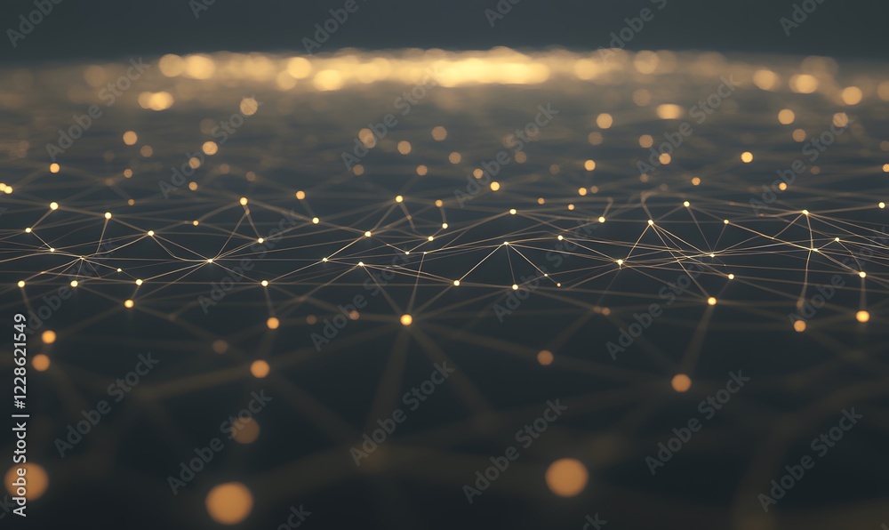Poster A vibrant image depicting a network of interconnected data nodes, symbolizing digital connectivity and technology.