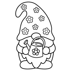Fototapeta premium cute kawaii Spring Gnome outline cartoon doodle illustration