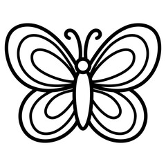 cute kawaii Butterfly outline cartoon doodle illustration