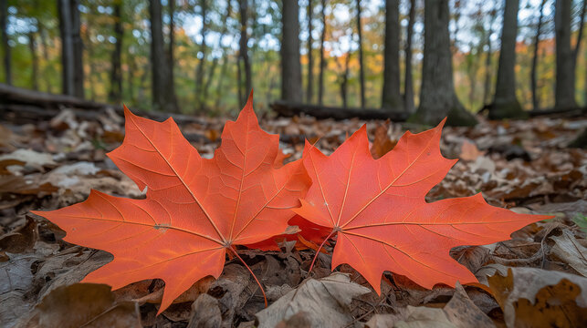 autumn leaves in the forest in the dried land