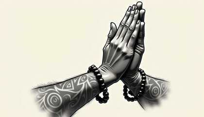 Chicano Style Tattoo of Praying Hands