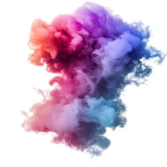 Fototapeta premium Abstract Color Explosion of Purple, Pink, and Orange Smoke, Isolated on Transparent Background