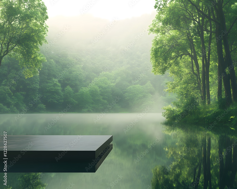 Poster modern workspace seamlessly integrates nature, showcasing a blend of productivity and tranquility in