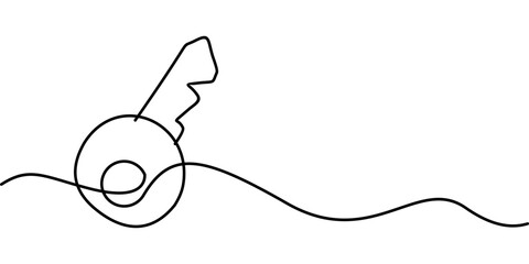 continuous line drawing of key symbol. abstract line art illustration