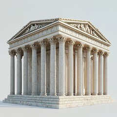 Fototapeta premium Grecian Temple 3D Model, Isolated, White Background, Architecture Design