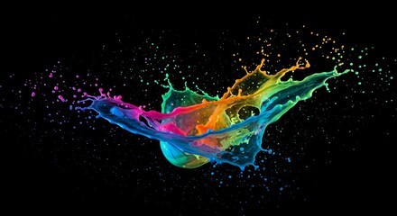 Obraz premium Vibrant Rainbow Paint Splash Colorful Liquid Explosion Abstract Art Background