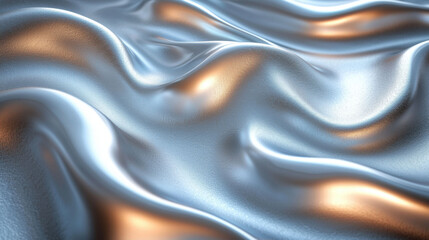 Smooth metallic silver fabric with soft highlights and flowing texture