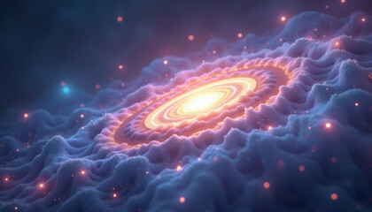 Obraz premium Brilliant Orange Spiral Galaxy in Deep Space