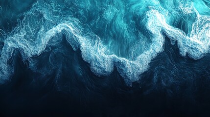 Aerial View Of Ocean Waves Deep Blue Water