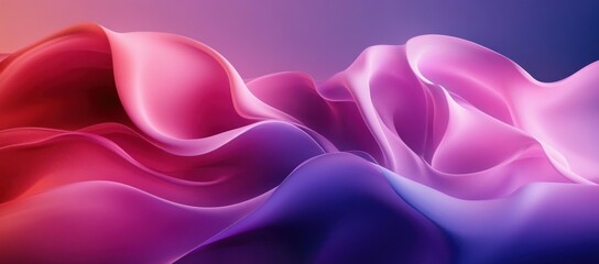 Fototapeta premium Abstract Flowing Ribbons in Pink and Purple Curved Layers Stylish Wallpaper