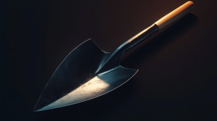 Gardening trowel on dark background