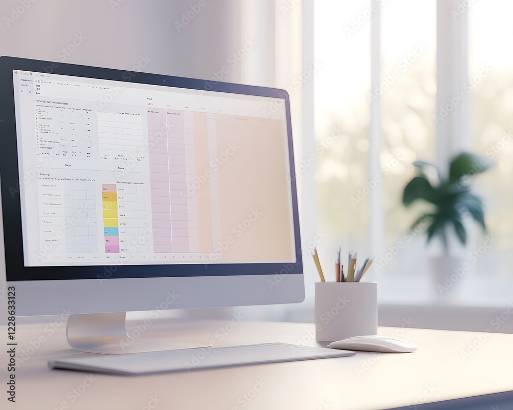 Poster a sleek, modern workspace image featuring an organized setup ideal for productivity and aesthetics.