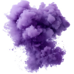 Fototapeta premium Abstract Purple Ink Explosion Creating Misty Smoke, Isolated on Transparent Background