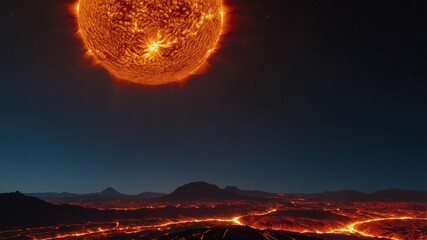Obraz premium fire, sun, light, orange, sky, flame, sunset, space, star, heat, dark, energy, yellow, nature, red, glow, color, cloud, solar, hot, bright, burn, clouds, planet, power