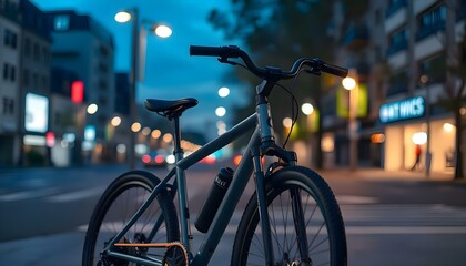 a bicycle parked on the side of a street