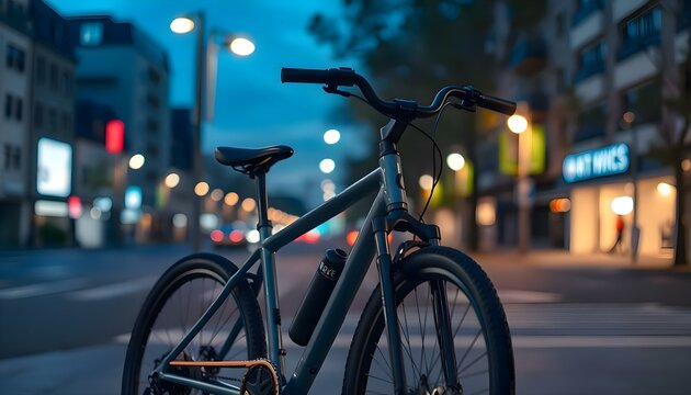 a bicycle parked on the side of a street - Powered by Adobe
