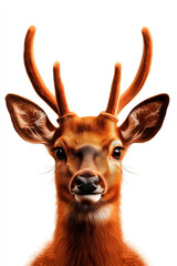 Fototapeta premium Majestic deer with massive antlers, showcasing intricate details and vibrant colors. This stunning portrait captures essence of wildlife beauty and grace