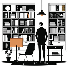 Bookshelf silhouette vector illustration