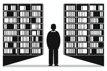 Bookshelf silhouette vector illustration